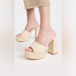Larroude Dolly Mule in Natural Raffia - Size 8 - only worn a few times!!!